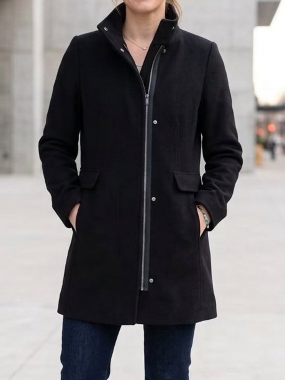 Vince Camuto Stand Collar Coat Black Medium